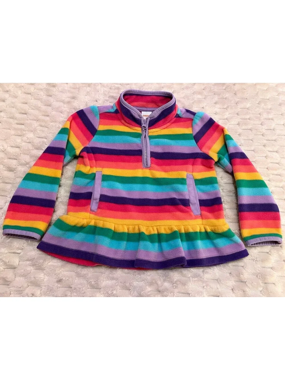 Gymboree Girls Rainbow Stripe Peplum Fleece 1/2 Zip Pullover Jacket /Top (3T)